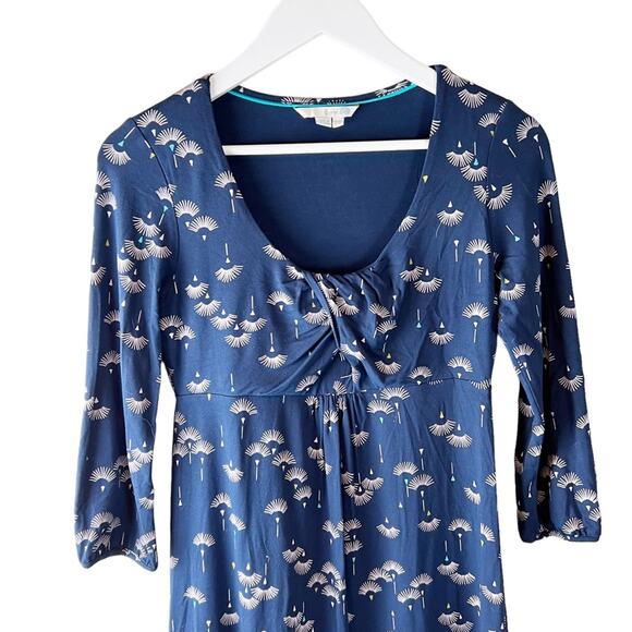 Boden Navy Floral Print scoop neck jersey dress 8 - Picture 2 of 6